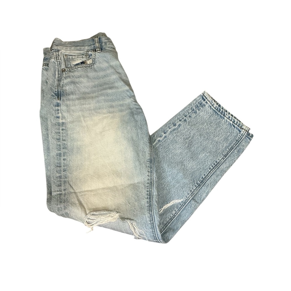 American Eagle Outfitters Womens Light Wash Ripped Mom Jeans Size 4